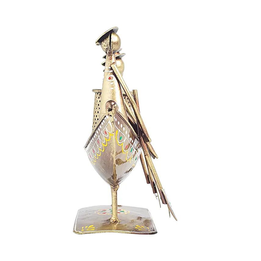 Antique Boat Shaped Metal Pen Stand