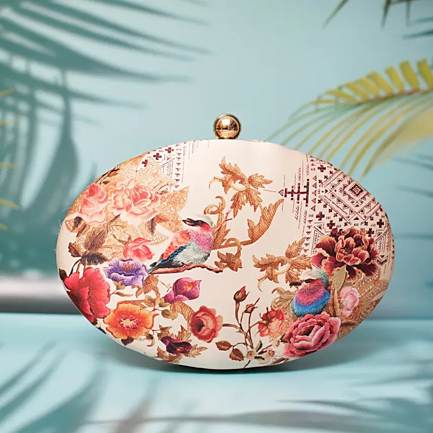 Artklim Blooming Birds Oval Clutch Bag
