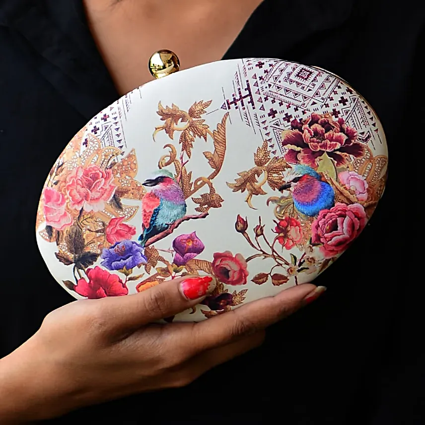 Artklim Blooming Birds Oval Clutch Bag