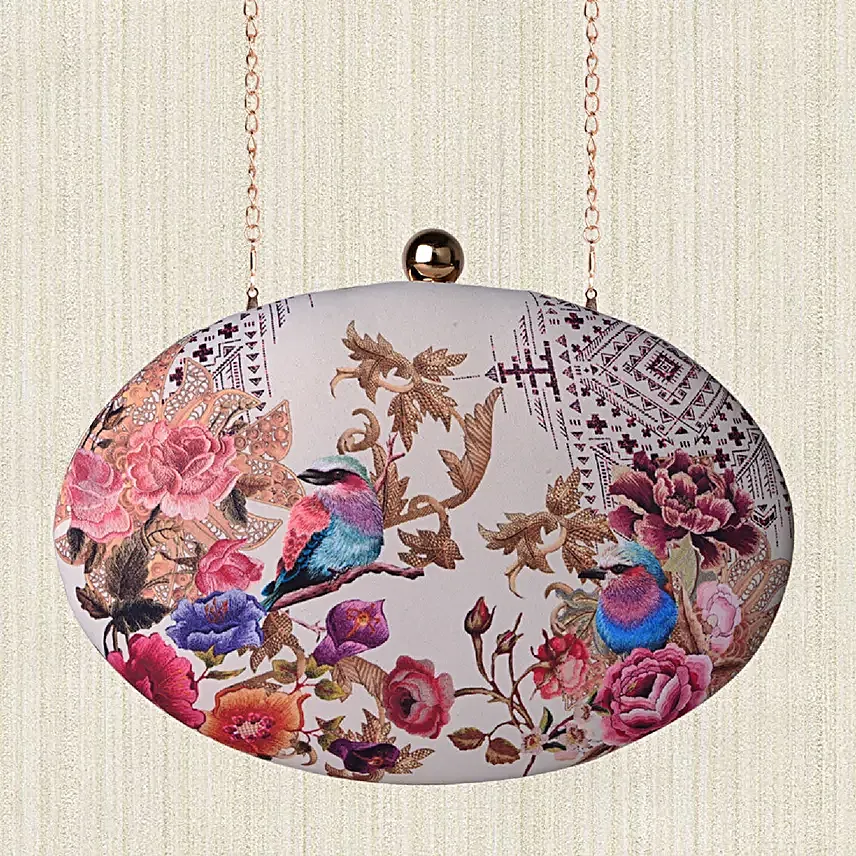 Artklim Blooming Birds Oval Clutch Bag