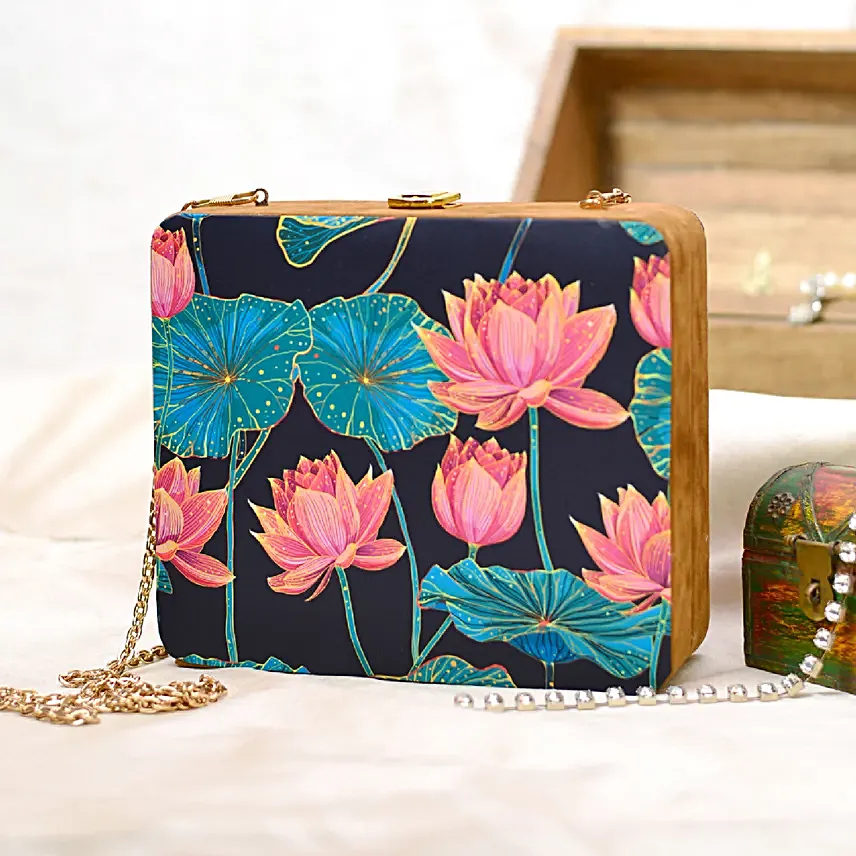 Artklim Exotic Elegance Lotus Blooms Clutch Bag