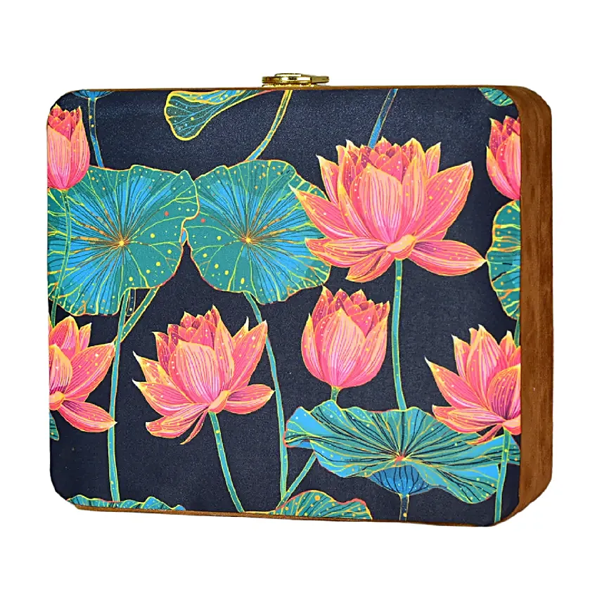 Artklim Exotic Elegance Lotus Blooms Clutch Bag