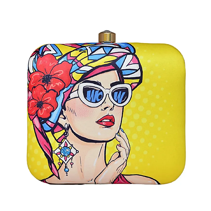 Artklim Vibrant Pop Art Woman Clutch Bag