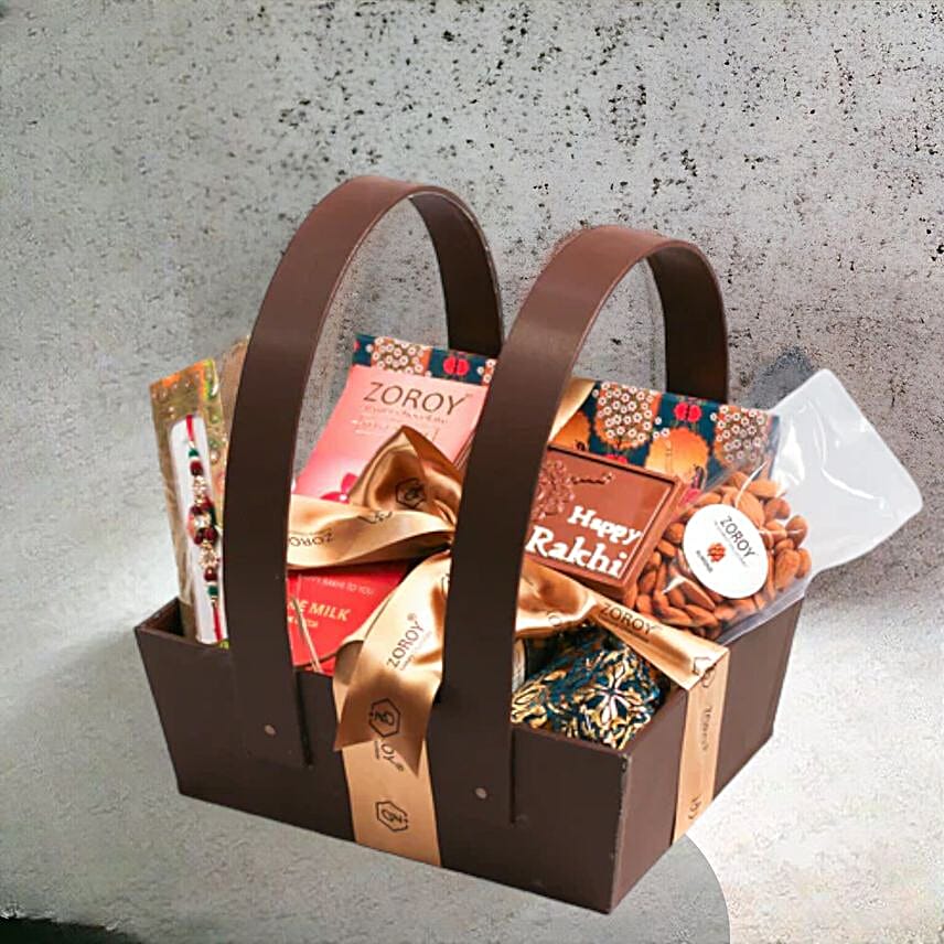 Assorted Goodies Leather Basket
