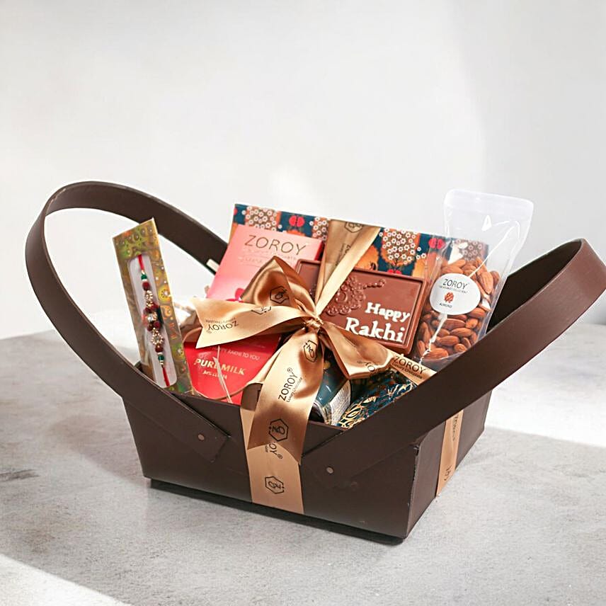 Assorted Goodies Leather Basket