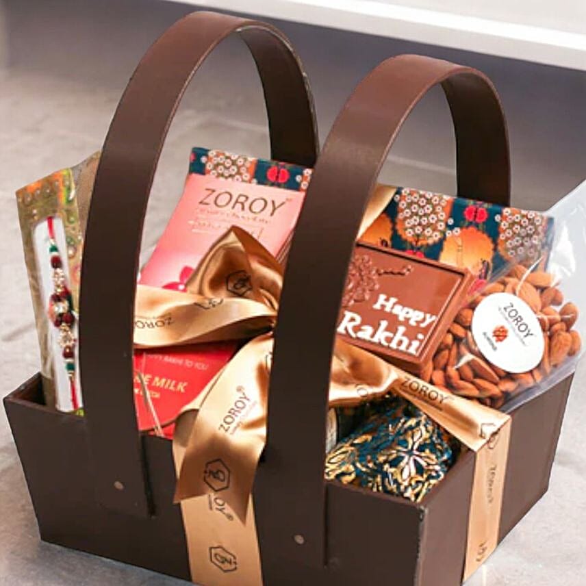 Assorted Goodies Leather Basket