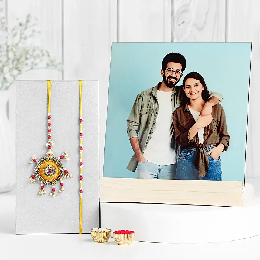 Beads Lumba Rakhi N Frame Combo
