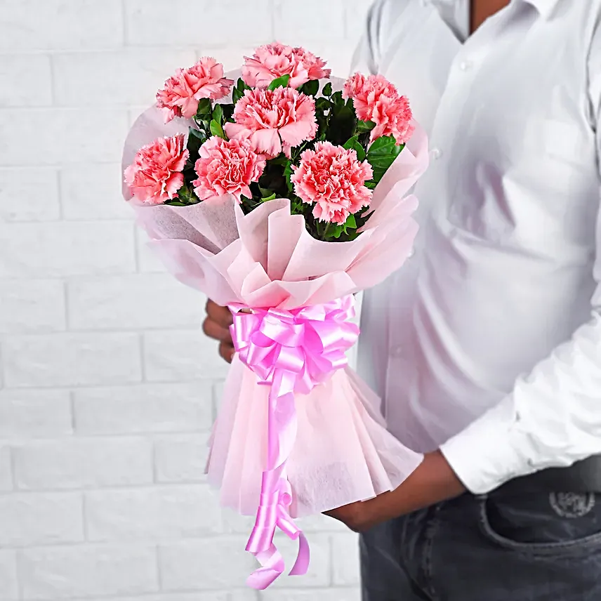 Pink Carnations N Love - Bunch of 8