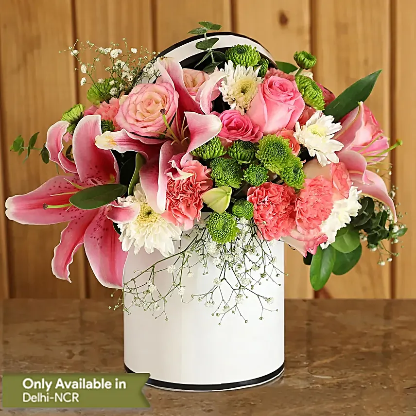 online beautiful flower in round box