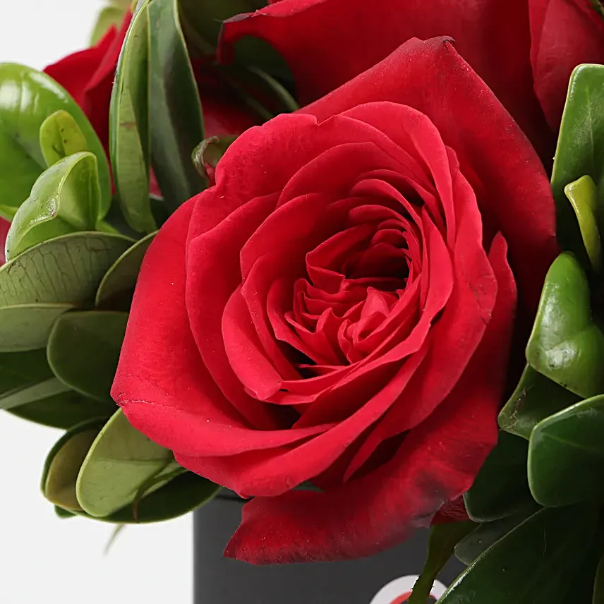 Beautiful Red Roses Bunch In Love You Sticker Vase