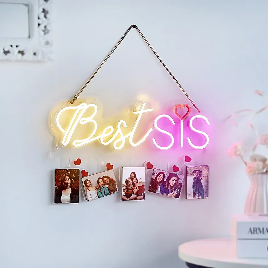 Best Sis Neon Light Wall Hanging 5 Frames