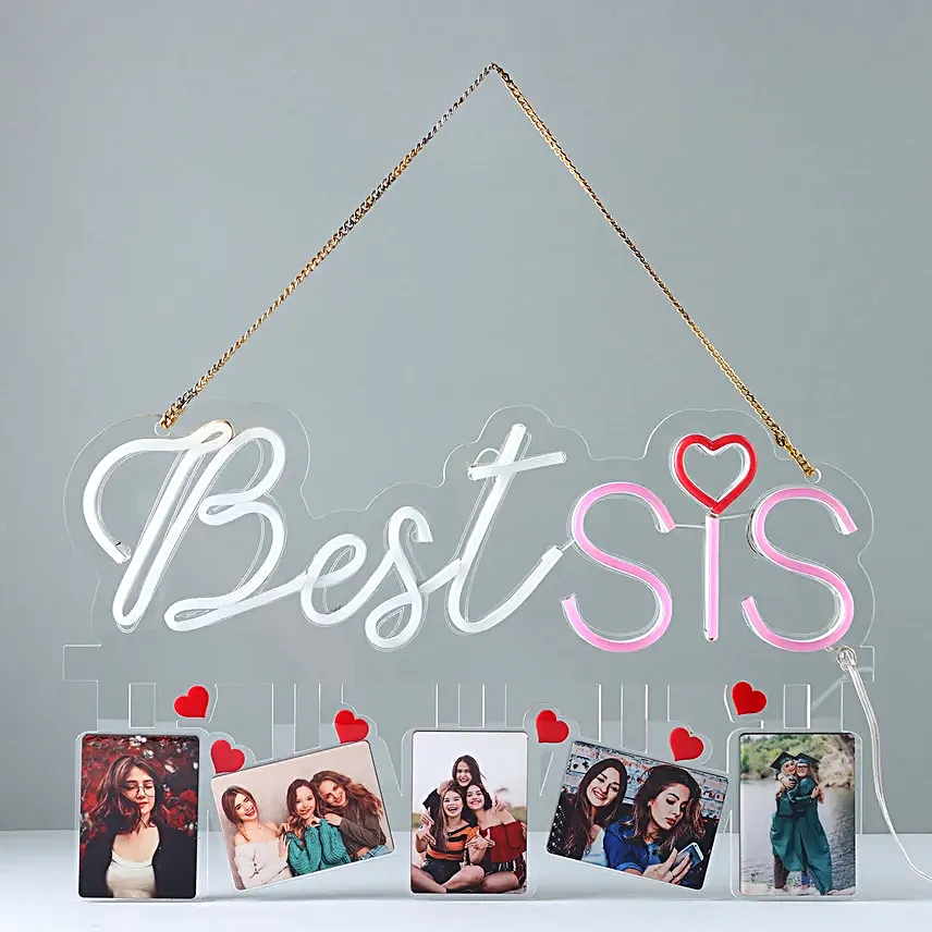 Best Sis Neon Light Wall Hanging 5 Frames