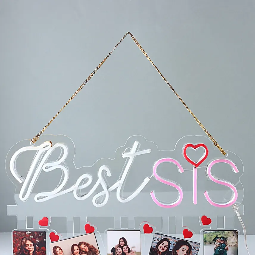 Best Sis Neon Light Wall Hanging 5 Frames
