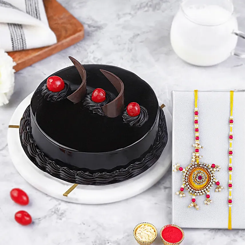 Bhaiya Bhabhi Beads Rakhi Set N Truffle Delight Half Kg