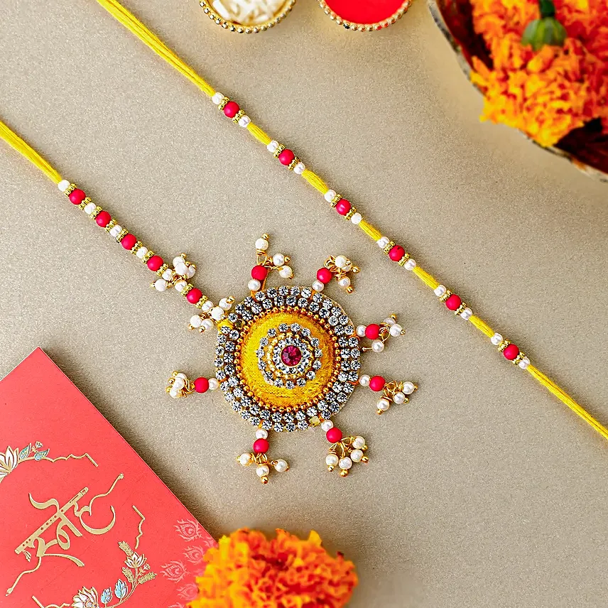 Bhaiya Bhabhi Beads Rakhi Set N Truffle Delight Half Kg