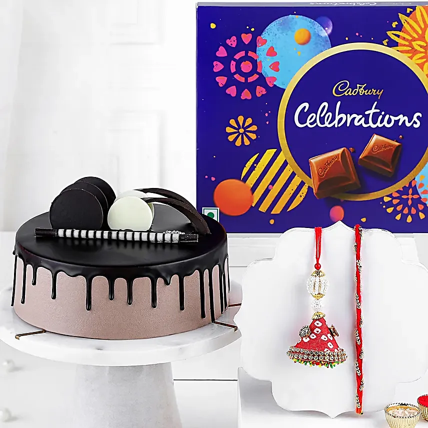 Bhaiya Bhabhi Rakhi N Chocolate Treat Cake