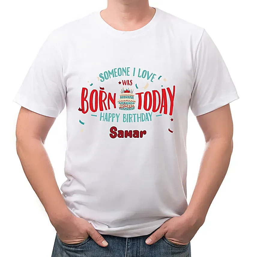 Birthday Personalised White Small Cotton T shirt