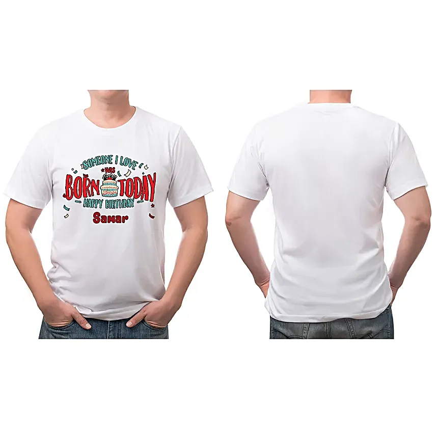 Birthday Personalised White Small Cotton T shirt