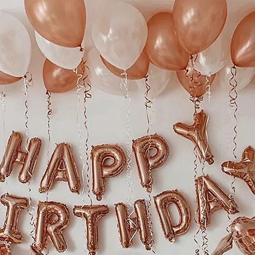 Birthday Surprise Rose Gold Balloon Decor