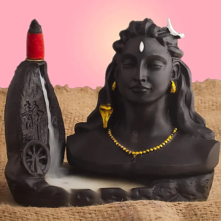 Black Handcrafted Adiyogi Back Flow Smoke Fountain