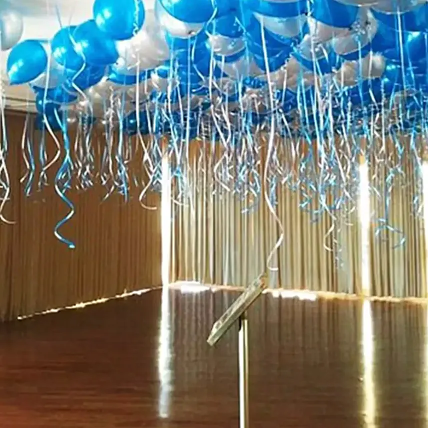Blue and Silver Balloon Decor