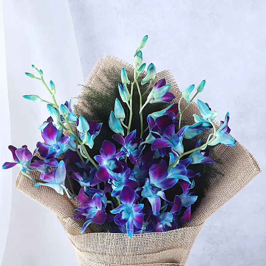 Blue Orchids Beautifully Tied Bunch