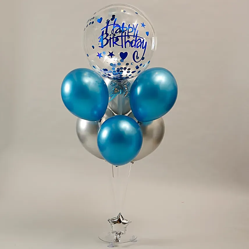 Blue Theme Birthday Balloon Bouquet