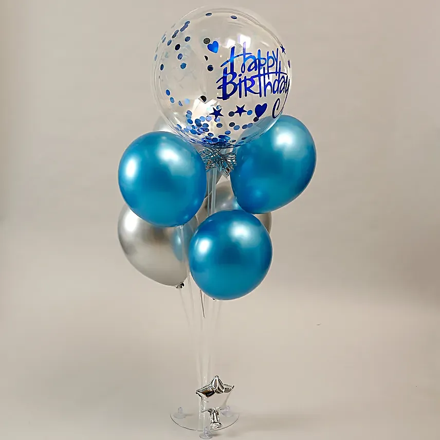 Blue Theme Birthday Balloon Bouquet