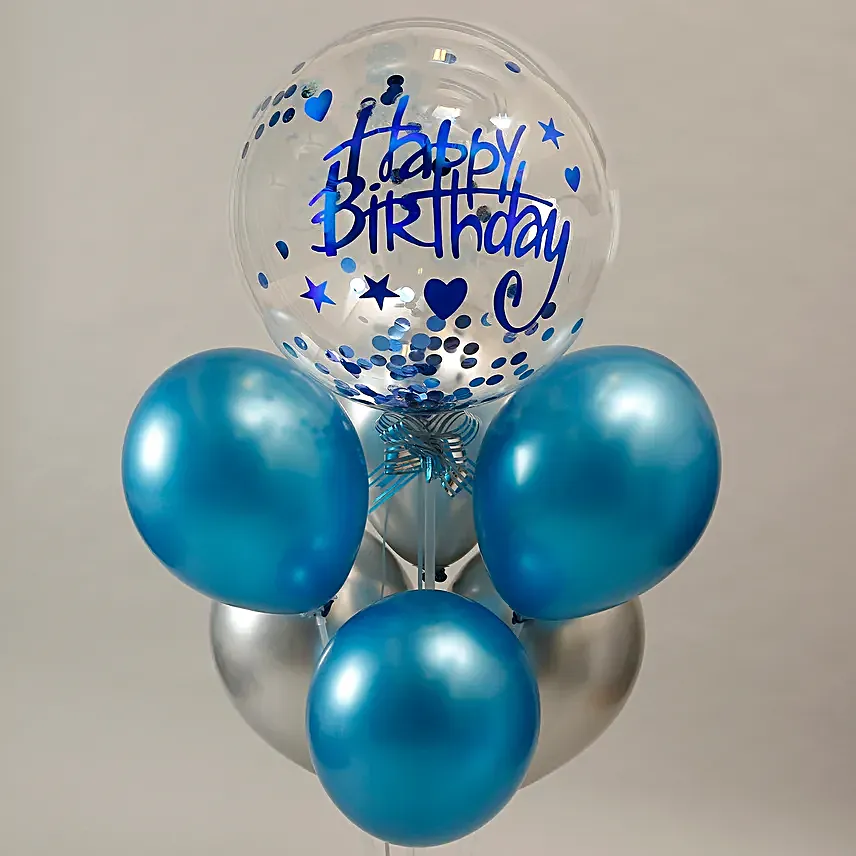 Blue Theme Birthday Balloon Bouquet