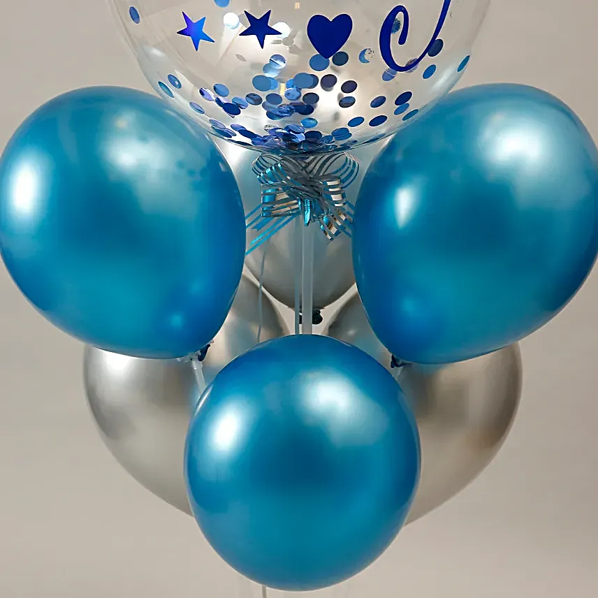 Blue Theme Birthday Balloon Bouquet