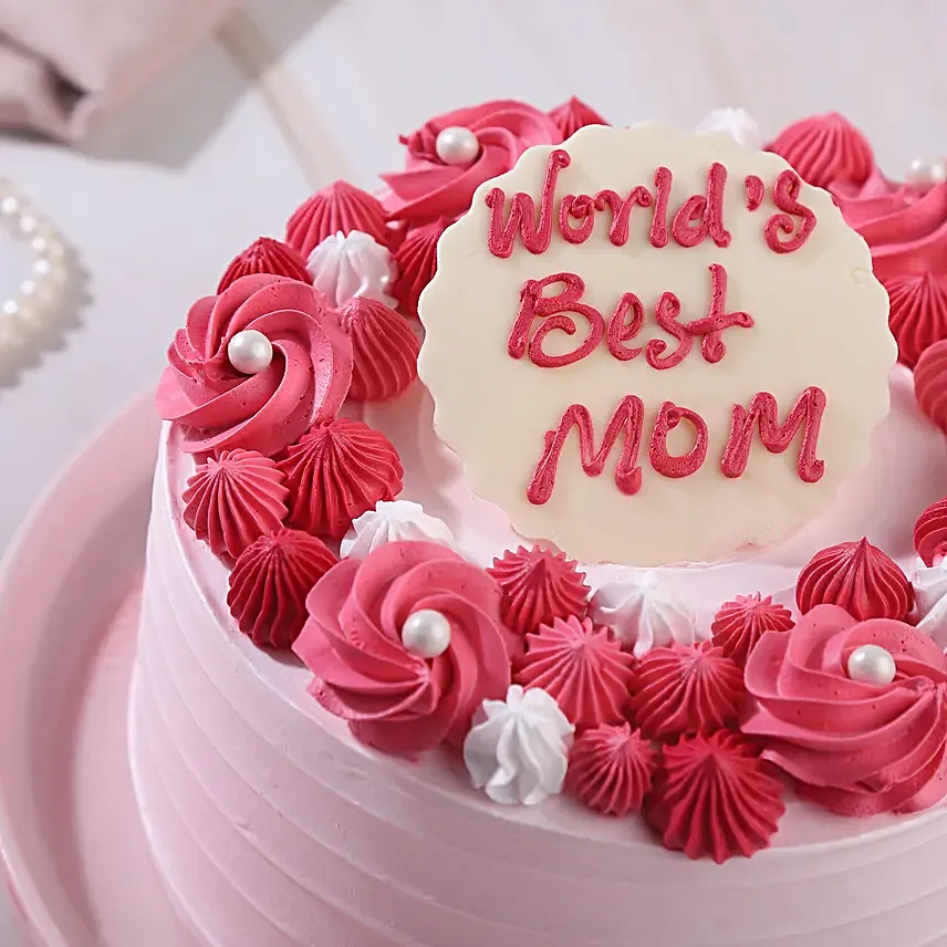 Blushing Love For Mom Cream Cake