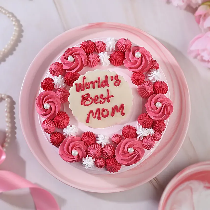 Blushing Love For Mom Cream Cake
