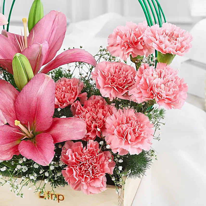 Blushing Spring Lilies N Carnations Tray