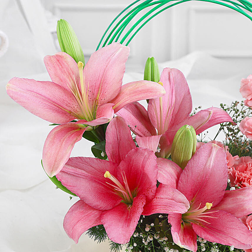 Blushing Spring Lilies N Carnations Tray
