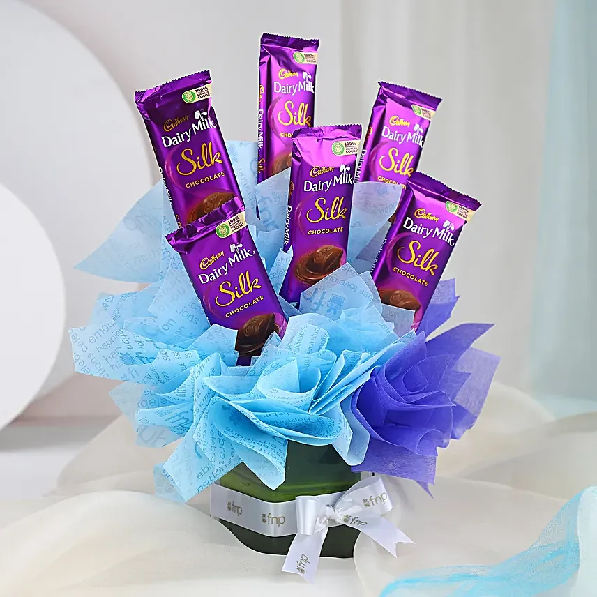Cadbury Dairy Milk Silk Glass Vase Arrangement