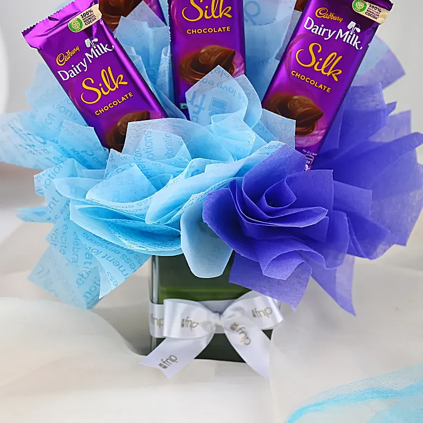 Cadbury Dairy Milk Silk Glass Vase Arrangement