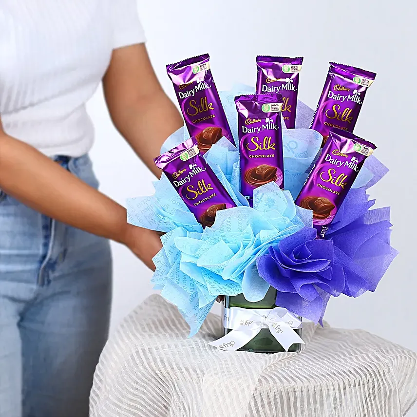 Cadbury Dairy Milk Silk Glass Vase Arrangement