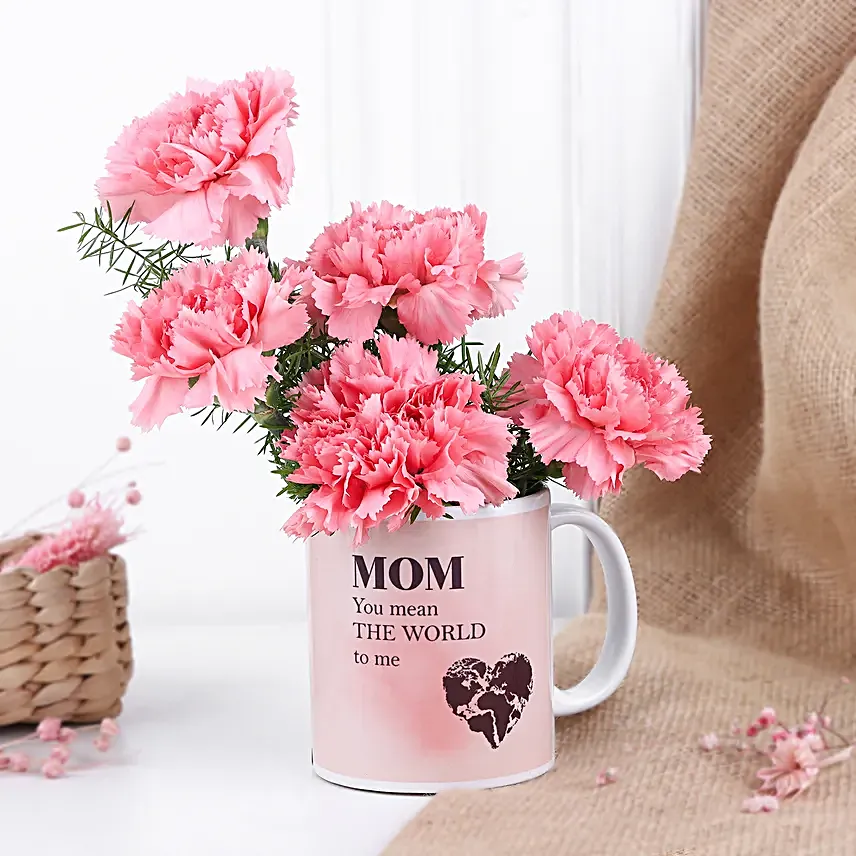 Carnation Love Message Mug For Mom