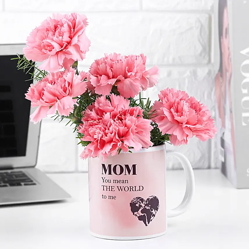 Carnation Love Message Mug For Mom