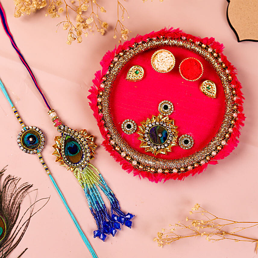 Charming Peacock Rakhi Thali