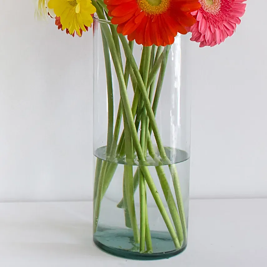 Cheerful Gerbera Blossoms Vase
