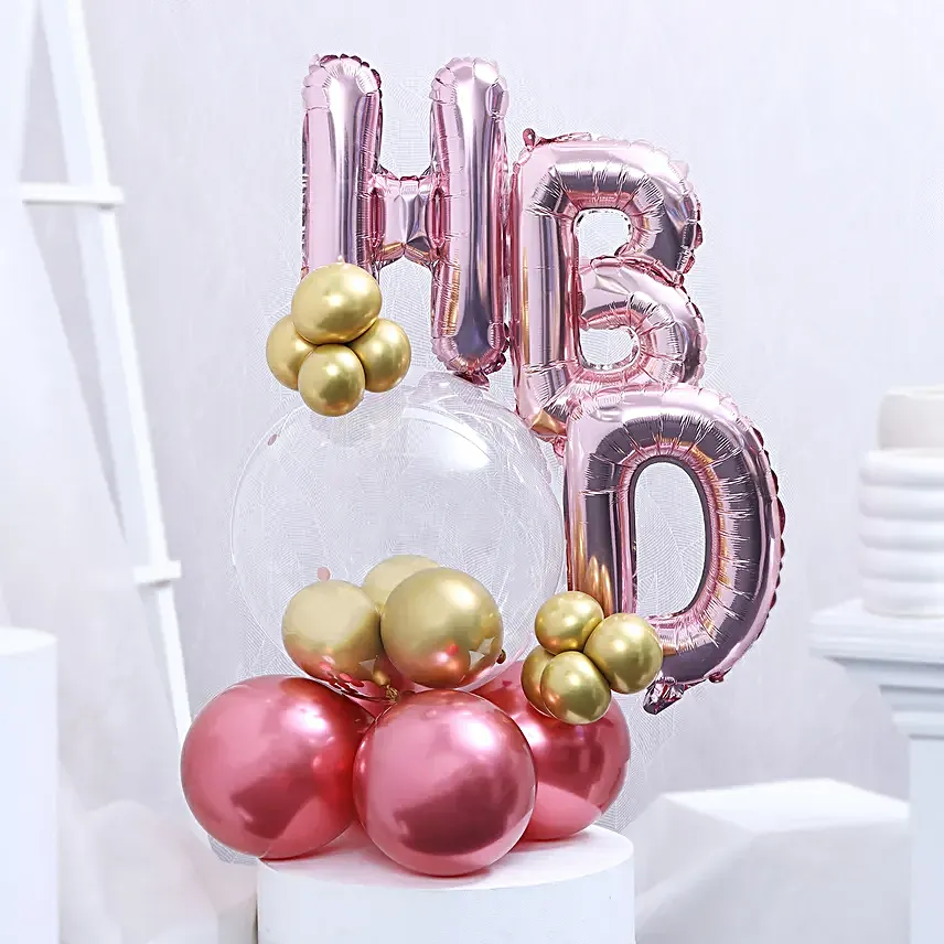 Chic Birthday Balloon Bouquet Rose Gold