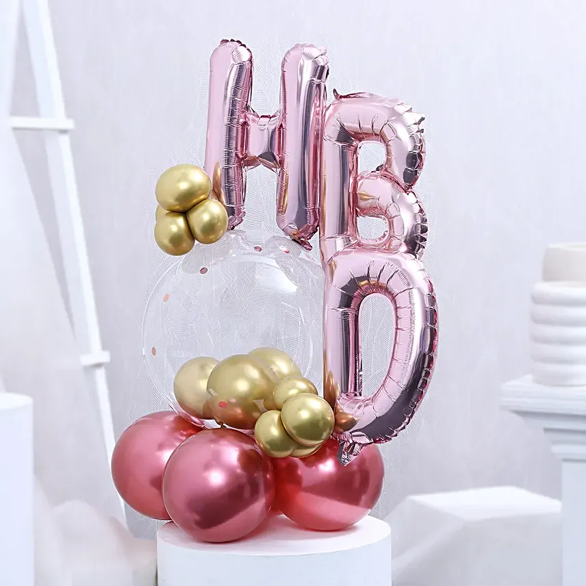 Chic Birthday Balloon Bouquet Rose Gold