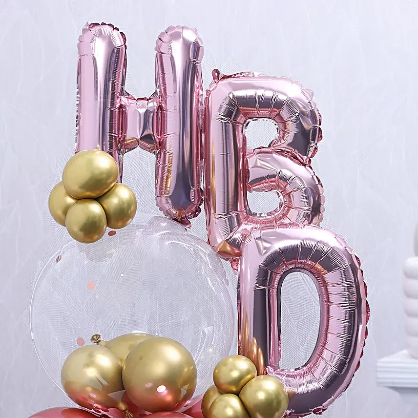 Chic Birthday Balloon Bouquet Rose Gold