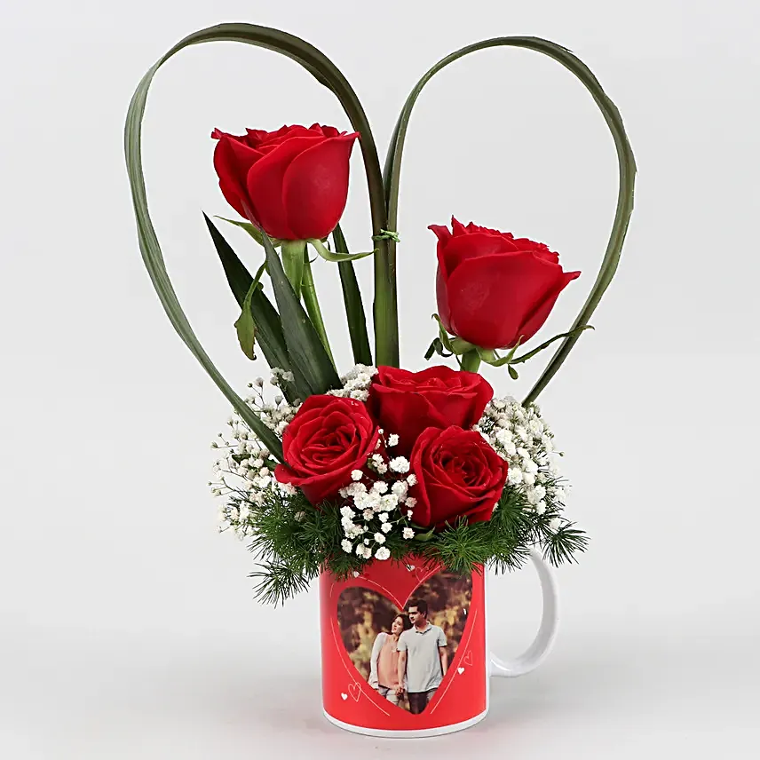 Chocolate Cake & Red Roses Personalised Combo