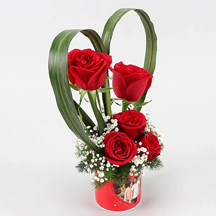Chocolate Cake & Red Roses Personalised Combo