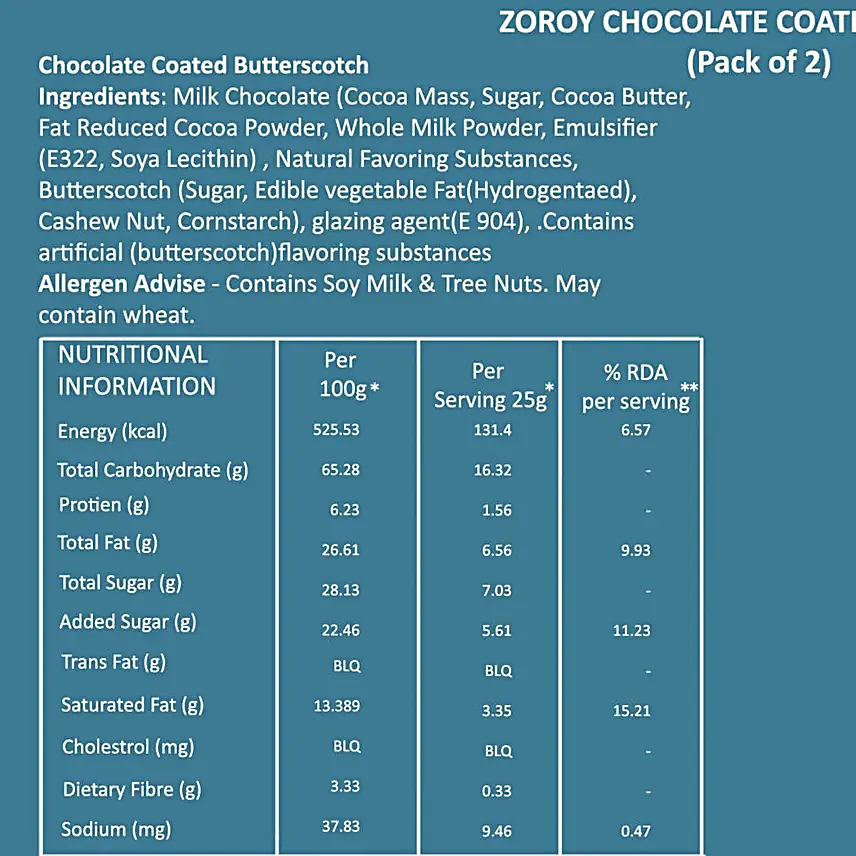 Chocolate coated Almonds and Butterscotch Nuts Box