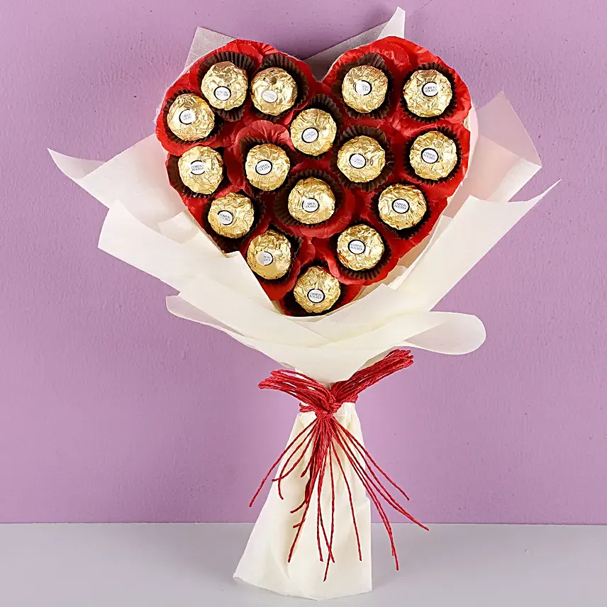 Rocher Chocolates in Heart shaped Bouquet