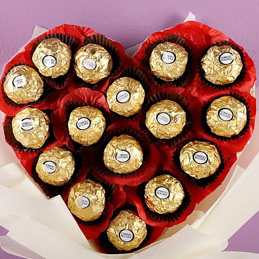 Rocher Chocolates in Heart shaped Bouquet