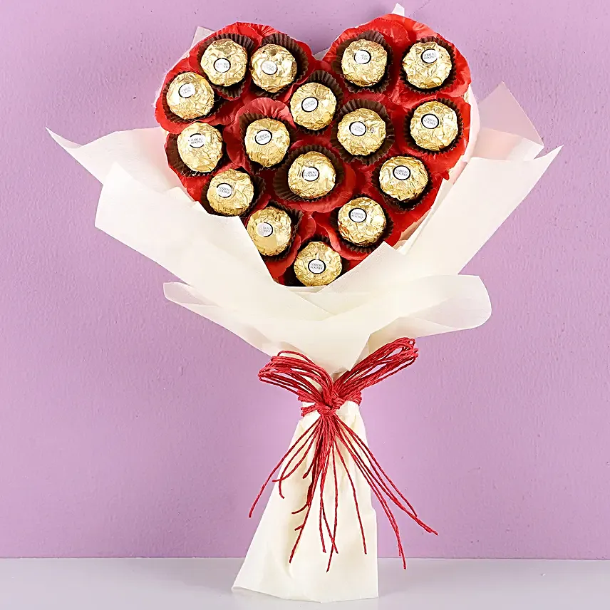 Rocher Chocolates in Heart shaped Bouquet